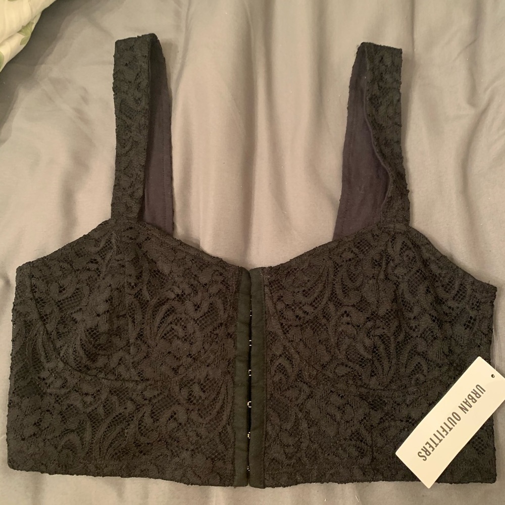 Urban outfitters black lace crop top